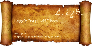 Legányi Ákos névjegykártya
